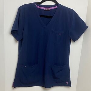 Med Couture navy blue 3 pockets Size small scrub top
